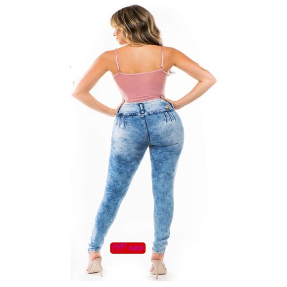 WAIST 28" SIZE 7 JEANS STRETCH DENIM BLUE  H4 CUTIE 1409 , SKINNY, REGULAR SIZE - Picture 3 of 11